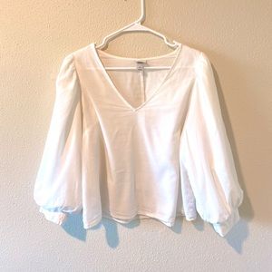 White Slightly Sheer Balloon Sleeve Blouse A New Day
